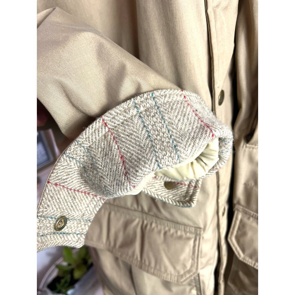 Vtg LL Bean Tan Thinsulate Wool Lined Parka Coat | Mens LARGE | USA Vintage - Picture 7 of 11